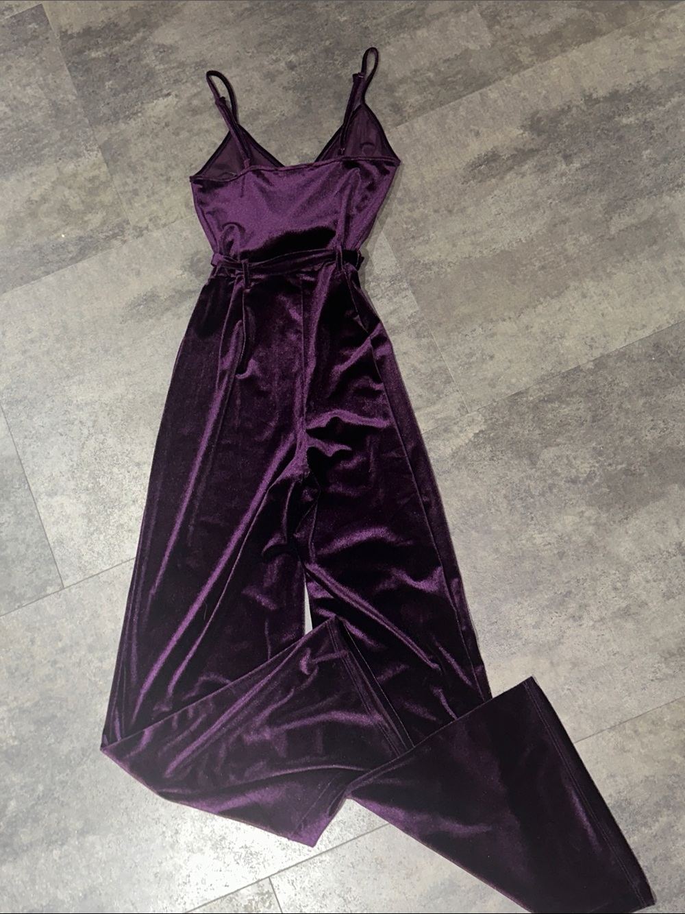 Women’s Velvet Wide-Leg Fitted Jumpsuit - Purple